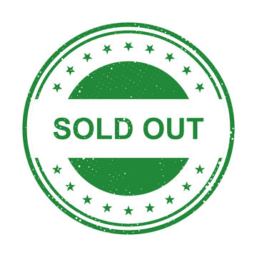 Sold out badge with green and white colors isolated on transparent background