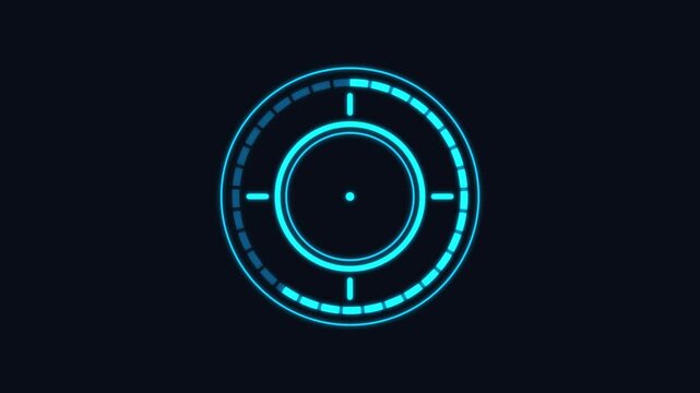 Scan crosshair HUD motion element featuring a rotating blue circular radar reticle for futuristic sci-fi UI designs
