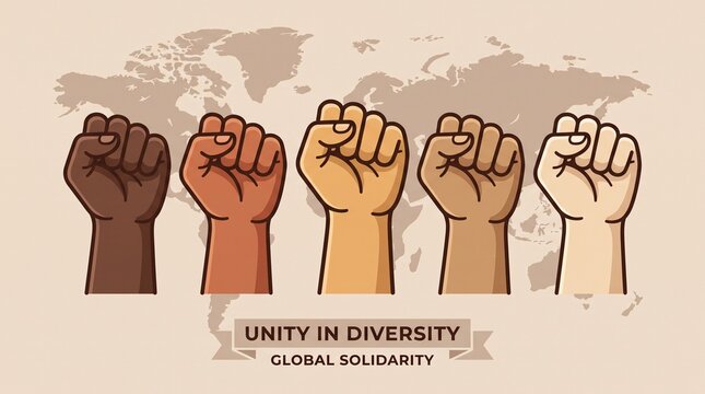 Unity fists diversity global solidarity illustration