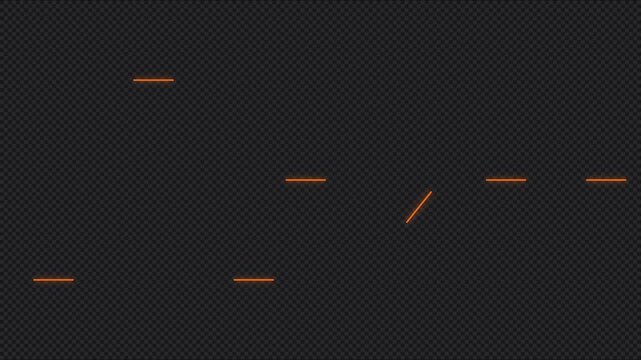 Abstract orange geometric lines motion animation 4k background, with alpha channel, transparency