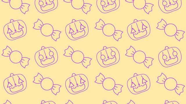 Halloween Background Animation with Jack-o'-Lanterns and Candy