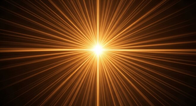 High contrast light diffraction burst through circular aperture with golden radial streaks