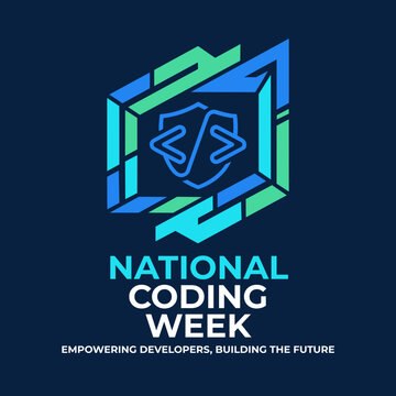 Empower developers and celebrate technology with a modern coding shield logo for National Coding Week