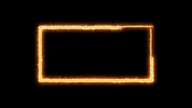 Orange fiery rectangle frame with a dark background fire flame