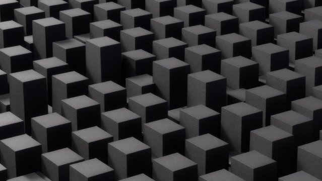 Abstract Black Cubes Arrangement on Dark Surface for Modern Design