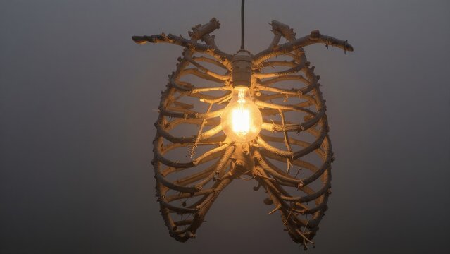 Unique Artistic Light Fixture Shaped Like Human Rib Cage Design