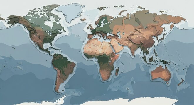 Detailed world map with political boundaries and terrain.