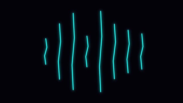 Neon cyan audio waveform visualization: pulsing digital sound equalizer loop for music and technology projects animation 4k