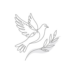 Fototapeta premium Flying Dove with Olive Branch