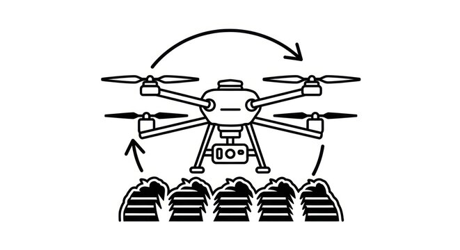 Drone landing on ground illustration.