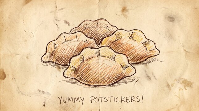 Delicious Hand drawn Potstickers Illustration