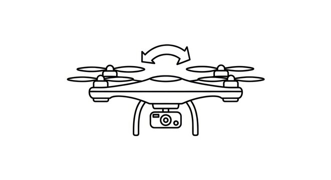 Drone with camera flying in air.