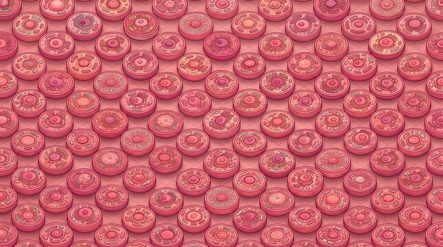 Intricate Pink Geometric Texture with Circular Patterns