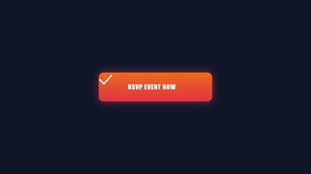 Rsvp event now button animation with checkmark for digital marketing and call to action ui 4k