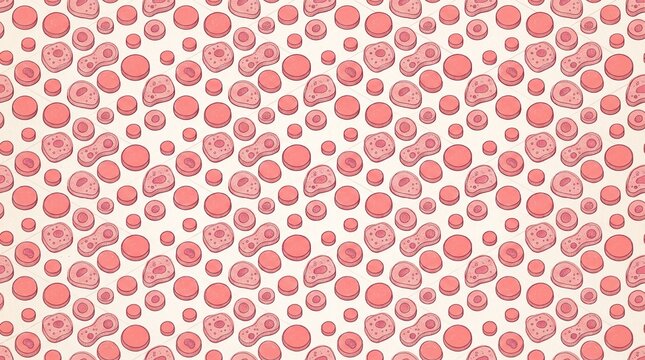 Microscopic View of Blood Cells with Varied Red Blood Cell Shapes