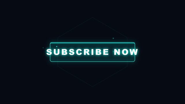 Subscribe now neon button animation for social media channels and digital marketing 4k