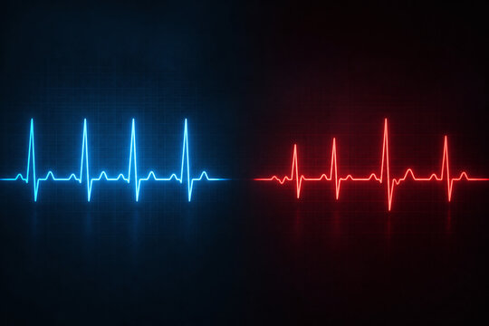 Normal and irregular heart rhythm comparison waveform