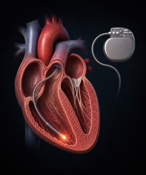 Single Chamber Pacemaker Lead In Human Heart