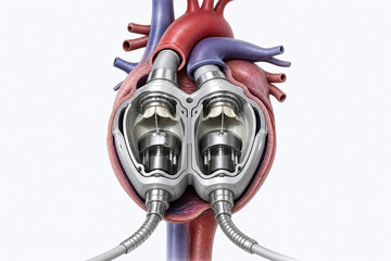 Naklejka premium Cutaway total artificial heart medical illustration