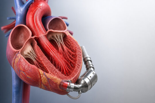 Mechanical heart pump supporting weakened left ventricle