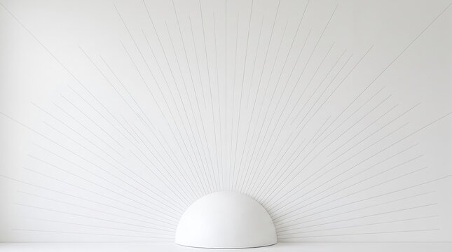 Minimalist White Half-Sphere Radial Sunburst Background