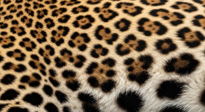 A close-up shot of a leopard's fur. The pattern is a dense collection of black spots on a tan background.