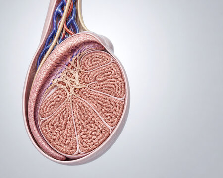 Detailed testis cross section with seminiferous tubules