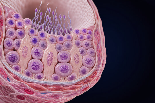 Seminiferous Tubule Cross Section With Developing Germ Cells