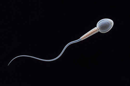 Detailed human sperm cell macro on dark background
