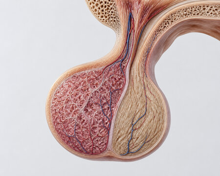 Pituitary gland cross section with distinct lobes