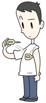 健康管理のイラスト - 体温測定・体温計・健康管理