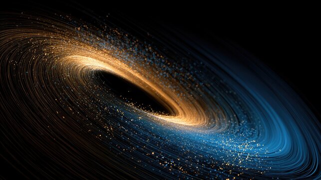 Swirling cosmic dust and light forms a dynamic vortex against a dark void