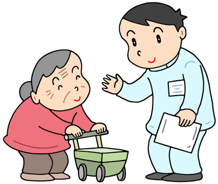 介護のイラスト - 介護士・介護福祉士・要介護者