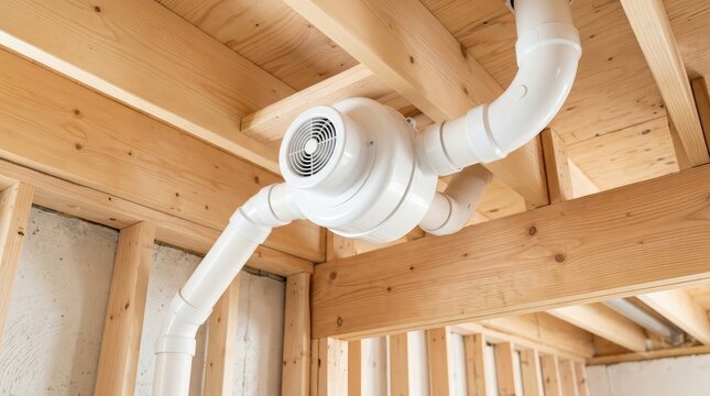 Improving indoor air quality with a ceiling radon mitigation system and ventilation fan.