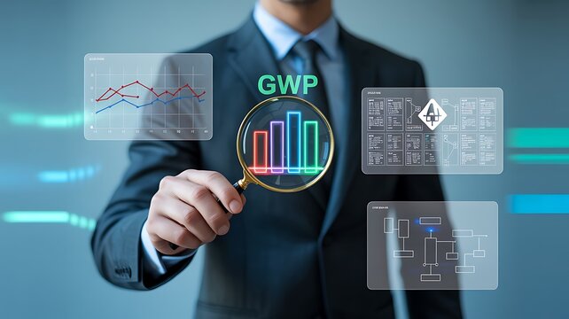 Greenhouse gas emissions concept with business analytics and sustainability data