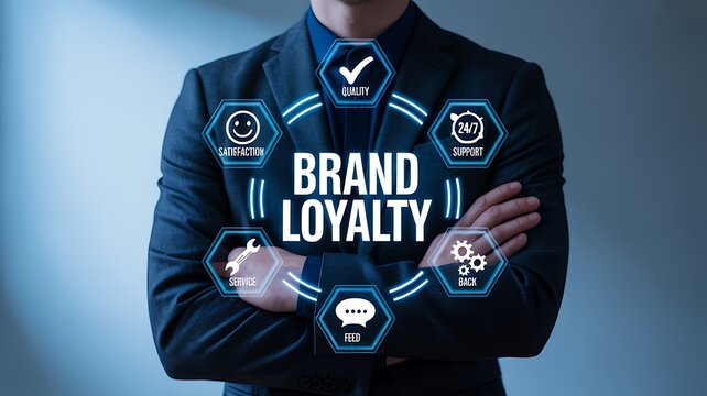Brand loyalty concept with customer engagement and digital marketing