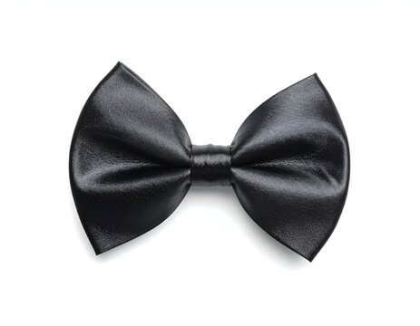 Formal black silk bowtie on a plain white background.