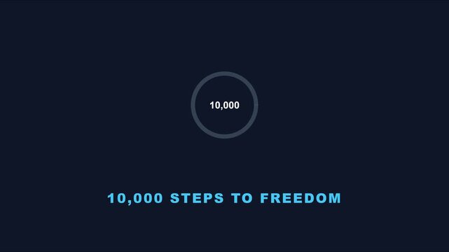 10, 000 steps to freedom: animated fitness progress circle for health and wellness tracking and motivational goal setting animation 4k