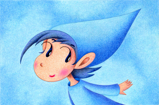 妖精のイラスト - 水色・ウォーターブルー・笑顔・キュート