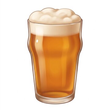 Cute cartoon Craft beer pint with foam head character with a happy face, flat vector kawaii mascot illustration isolated on a white background