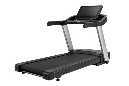 Modern electric treadmill exercise machine isolated on transparent background