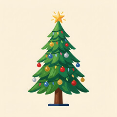 Obraz premium Christmas Tree Illustration with Festive Holiday Decorations