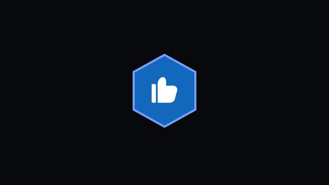 Animated like button in blue hexagon for social media engagement animation 4k thumb