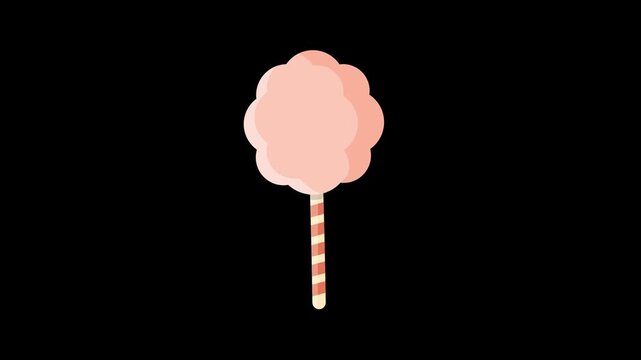 Cartoon Pink Cotton Candy Floating Asset Loop with Alpha Channel