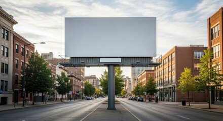 Fototapeta premium Blank billboard in urban city street at sunset.