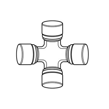 Universal Joint Cross Bearing Educational STEM Mechanical Component Illustration Isolated on White Background