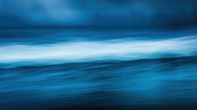 Abstract deep blue ocean waves with white foam water