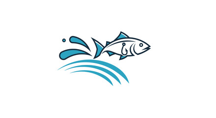 Naklejka premium A stylized graphic illustration of a fish jumping from water