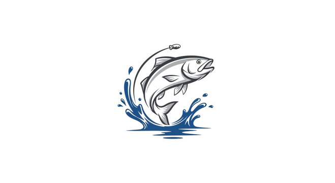 A stylized illustration of a fish jumping out of water