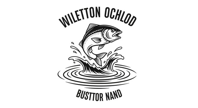 A vintage style illustration of a fish jumping from the water